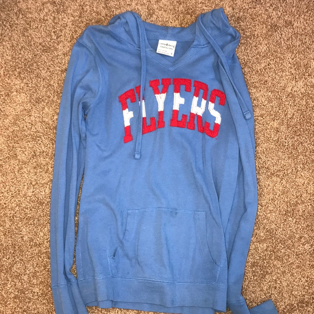 Blue hooded sweatshirt